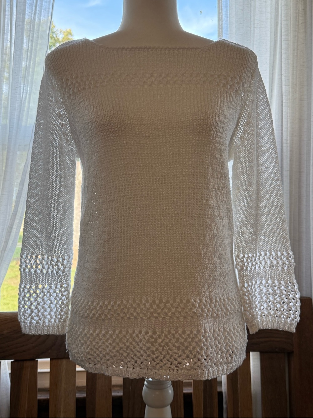 Ruby Rd. Off-the-Shoulder White Knit Sweater